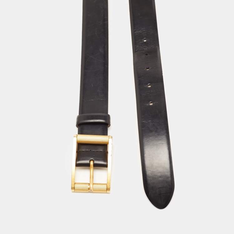 Pre Owned D&G Black Leather Buckle Belt 85 CM