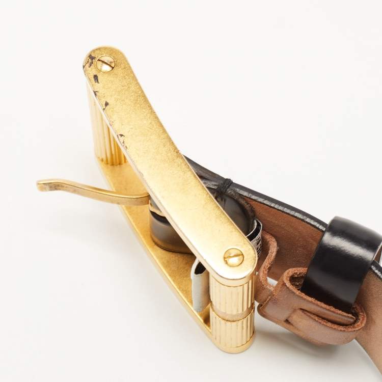 Pre Owned D&G Black Leather Buckle Belt 85 CM