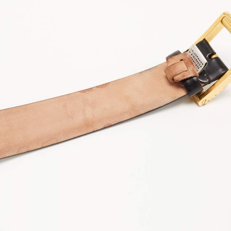 Pre Owned D&G Black Leather Buckle Belt 85 CM