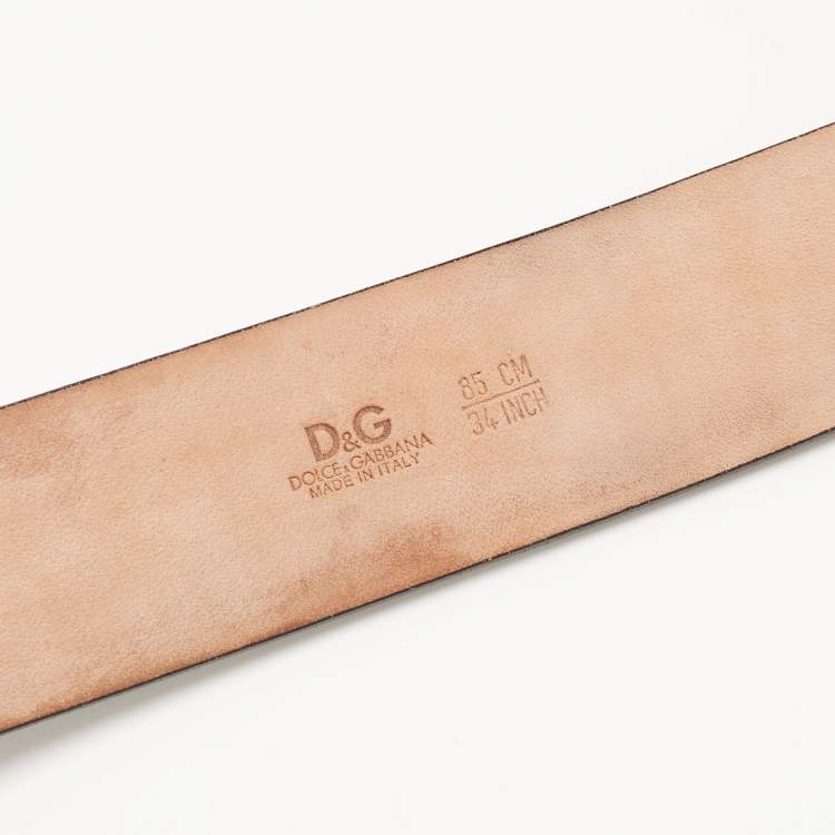 Pre Owned D&G Black Leather Buckle Belt 85 CM