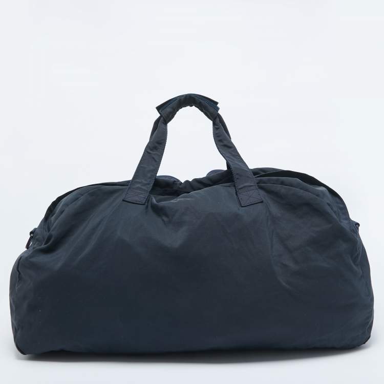 Pre Owned D&G Navy Blue Nylon Double Pocket Weekender Duffel Bag