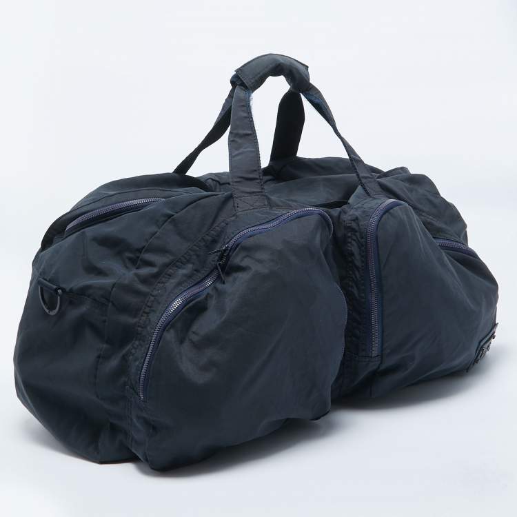 Pre Owned D&G Navy Blue Nylon Double Pocket Weekender Duffel Bag