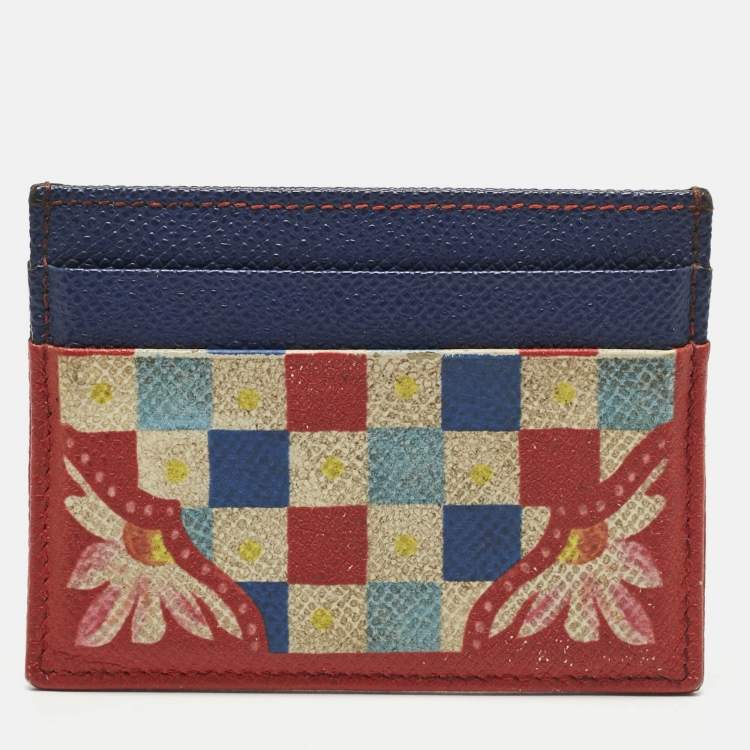 Pre Owned D&G Multicolor Printed Leather Card Holder