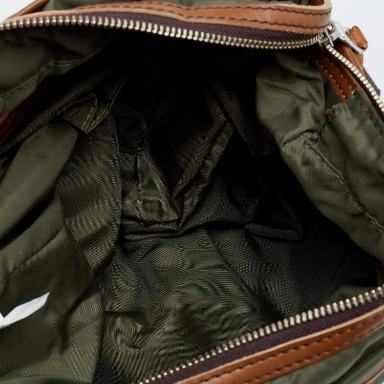 Pre Owned D&G Green/Brown Nylon and Leather Messenger Bag