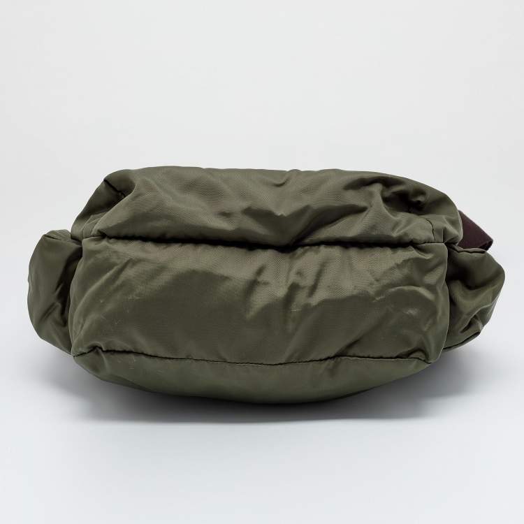 Pre Owned D&G Green/Brown Nylon and Leather Messenger Bag