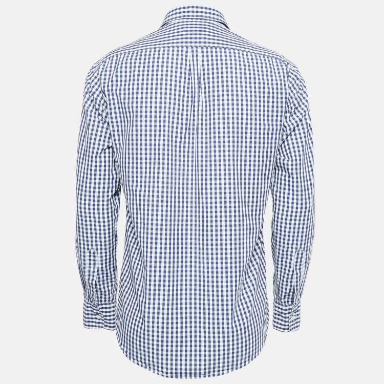 Pre Owned D&G Navy Blue Gingham Cotton Buttoned Up Shirt M