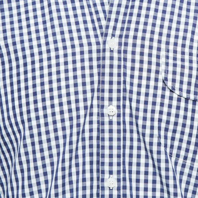Pre Owned D&G Navy Blue Gingham Cotton Buttoned Up Shirt M