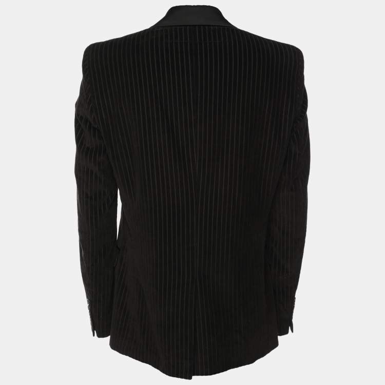Pre Owned D&G Black Striped Corduroy Button Front Blazer L