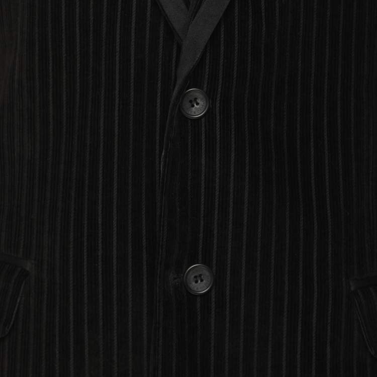 Pre Owned D&G Black Striped Corduroy Button Front Blazer L