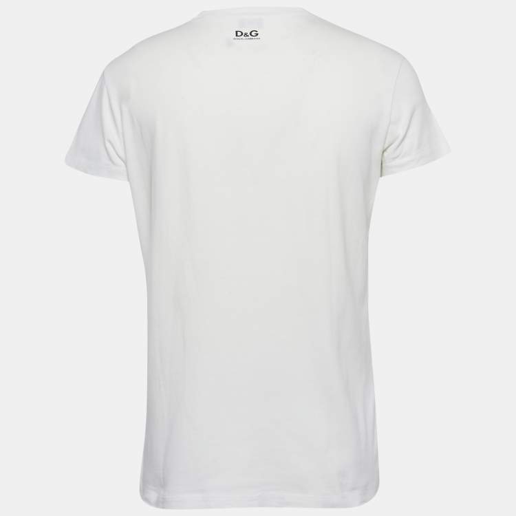 Pre Owned D&G White POP Print Cotton Crew Neck T-Shirt XL
