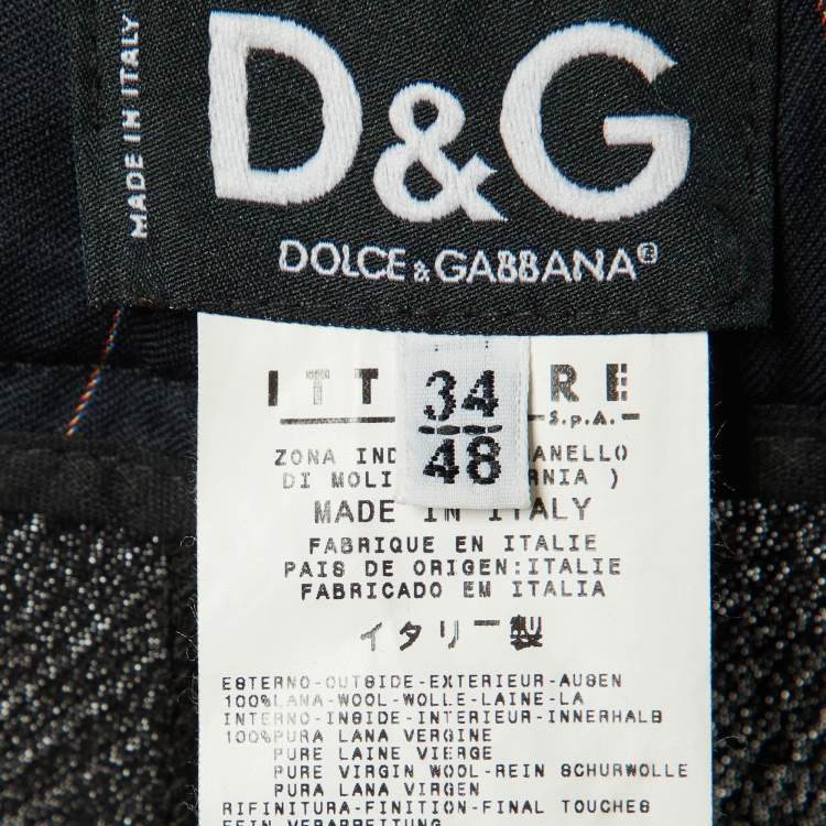 Pre Owned D&G Black Wool Crepe Tailored Pants M/Waist 33"