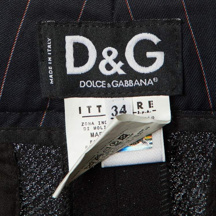 Pre Owned D&G Black Wool Crepe Tailored Pants M/Waist 33"
