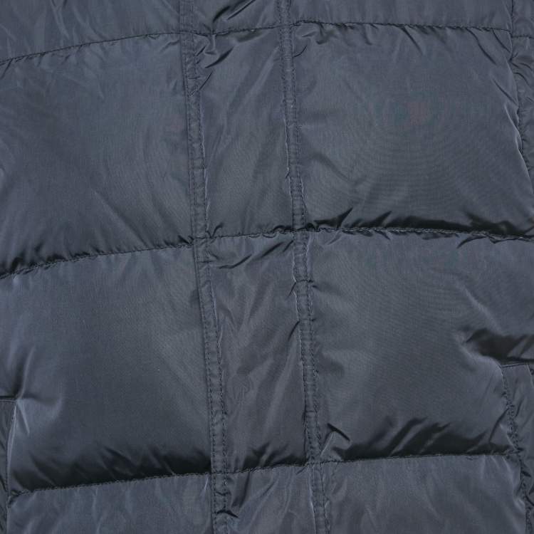 Pre Owned Dolce & Gabbana Navy Blue Shearling Collar Nylon Puffer Vest L