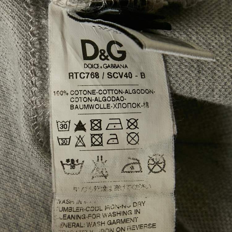 Pre Owned D&G Grey Cotton Pique Polo T-Shirt L