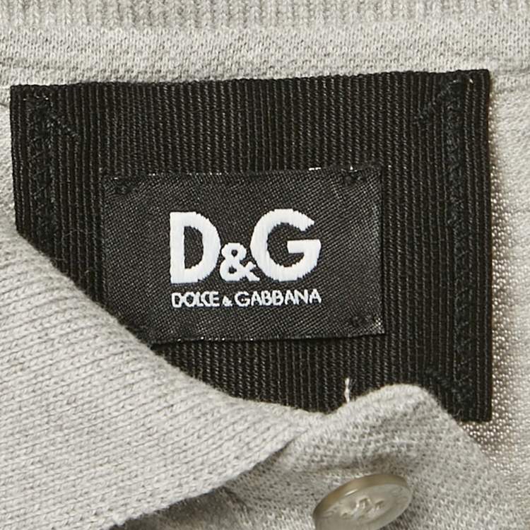 Pre Owned D&G Grey Cotton Pique Polo T-Shirt L