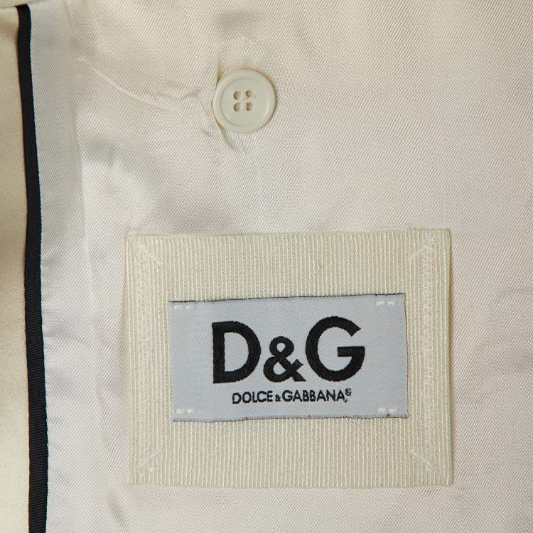 Pre Owned D&G White Linen Blend One Buttoned Blazer 3XL