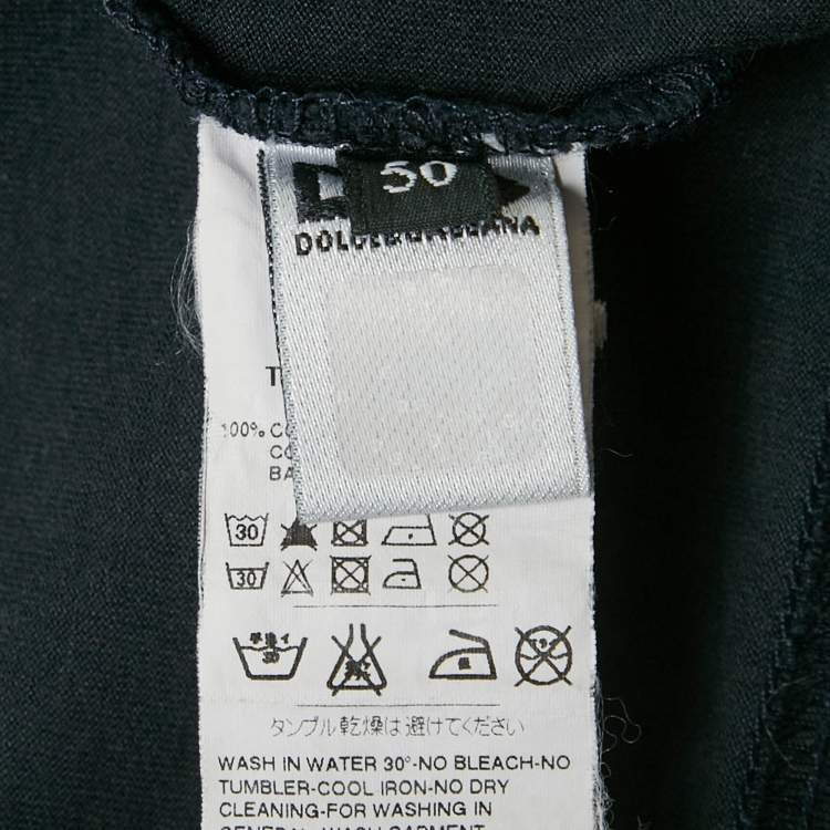 Pre Owned D&G  Navy Blue Cotton Striped Band Trim Detail Cotton T-Shirt L