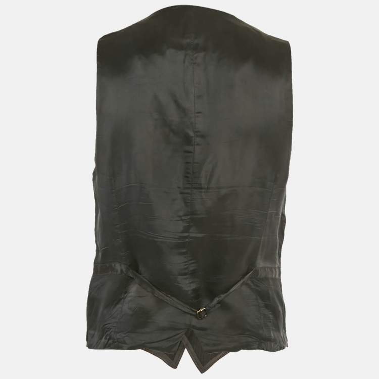 مملوكة مسبقًا D&G Grey/Black Striped Rayon Blend Waistcoat M