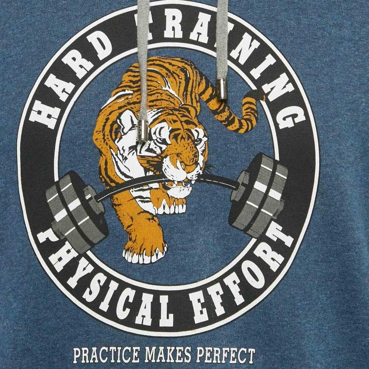 Pre Owned D&G Blue Tiger Print Cotton Hoodie L