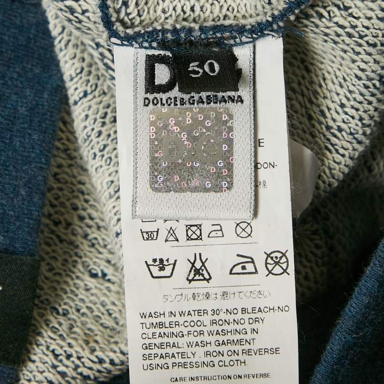 Pre Owned D&G Blue Tiger Print Cotton Hoodie L