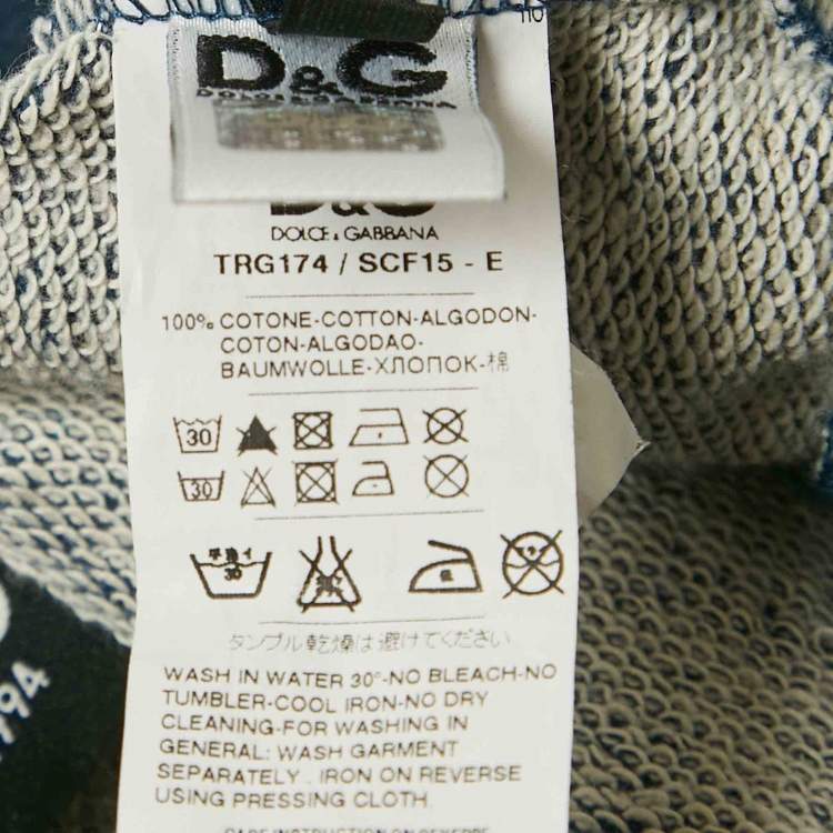 Pre Owned D&G Blue Tiger Print Cotton Hoodie L