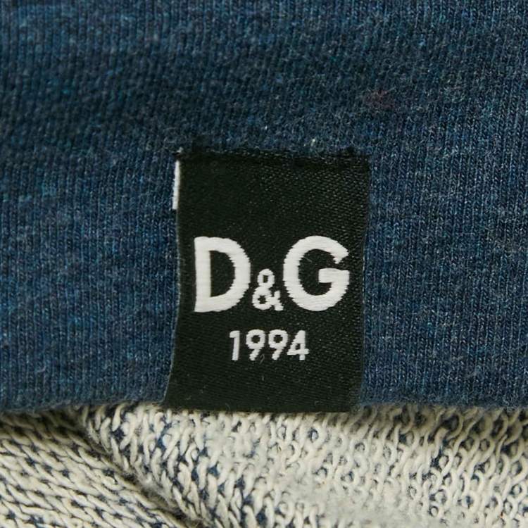 Pre Owned D&G Blue Tiger Print Cotton Hoodie L