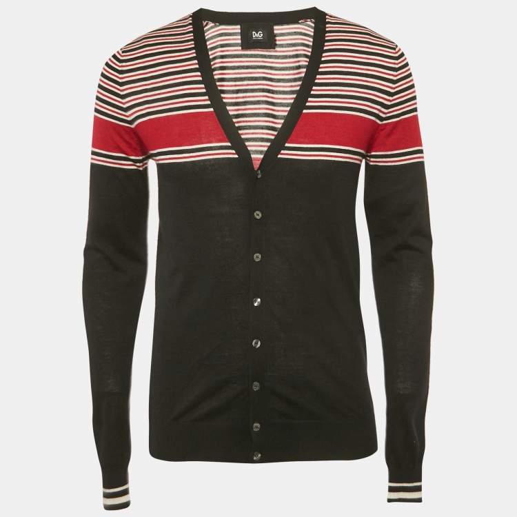 مملوكة مسبقًا D&G Black Striped Cashmere Cardigan M