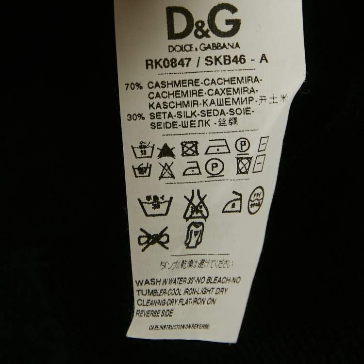 مملوكة مسبقًا D&G Black Striped Cashmere Cardigan M