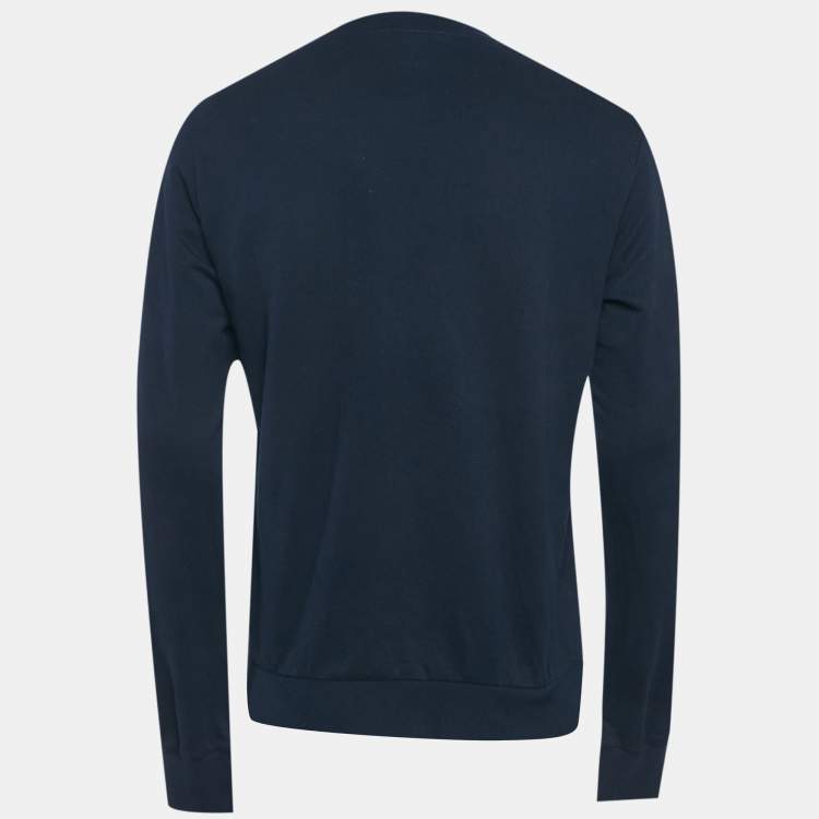 Pre Owned D&G Navy Blue Printed French Terry Pullover L