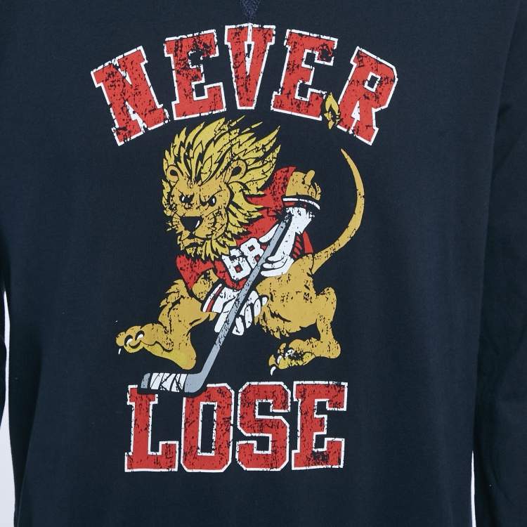 Pre Owned D&G Navy Blue Printed French Terry Pullover L