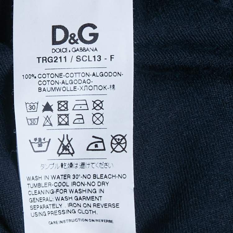 Pre Owned D&G Navy Blue Printed French Terry Pullover L