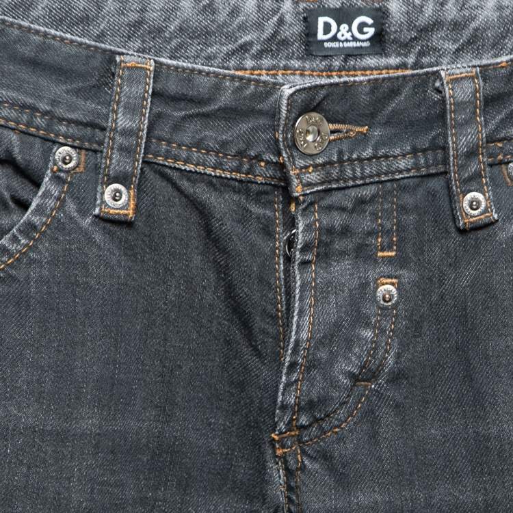 Pre Owned D&G Charcoal Grey Denim Low Rise Regular Fit Jeans Waist 30