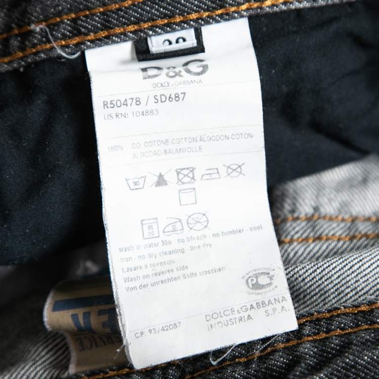 Pre Owned D&G Charcoal Grey Denim Low Rise Regular Fit Jeans Waist 30