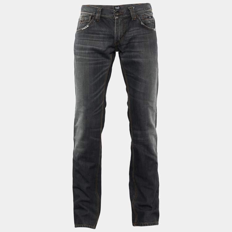 Pre Owned D&G Grey Washed Denim Regular Fit Jeans M/Waist 34"