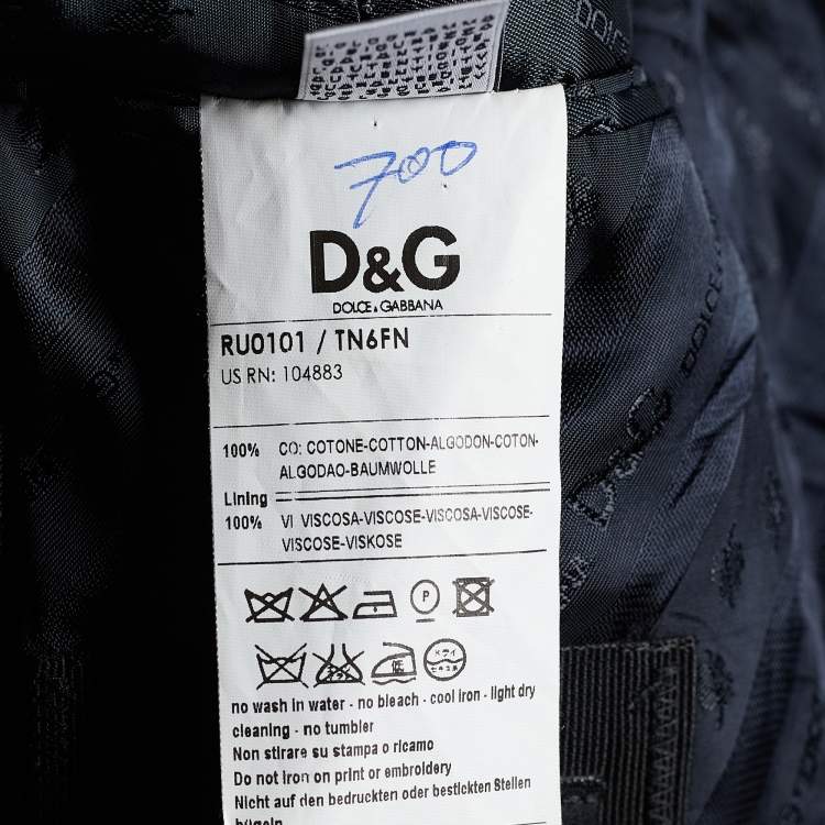 Pre Owned D&G Navy Blue Cotton Button Front Blazer L