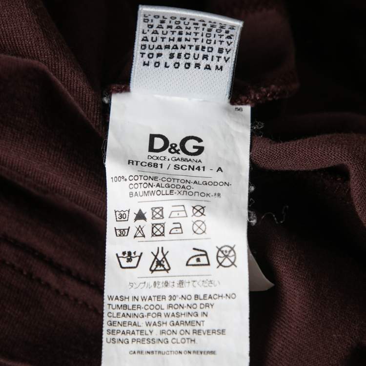 Pre Owned D&G Burdungy Embroidered Cotton T-Shirt M