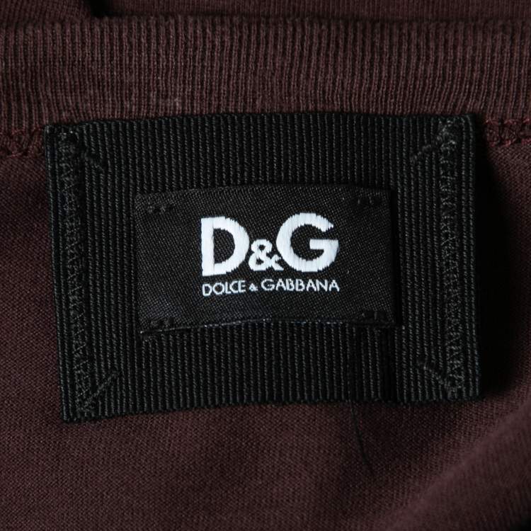 Pre Owned D&G Burdungy Embroidered Cotton T-Shirt M