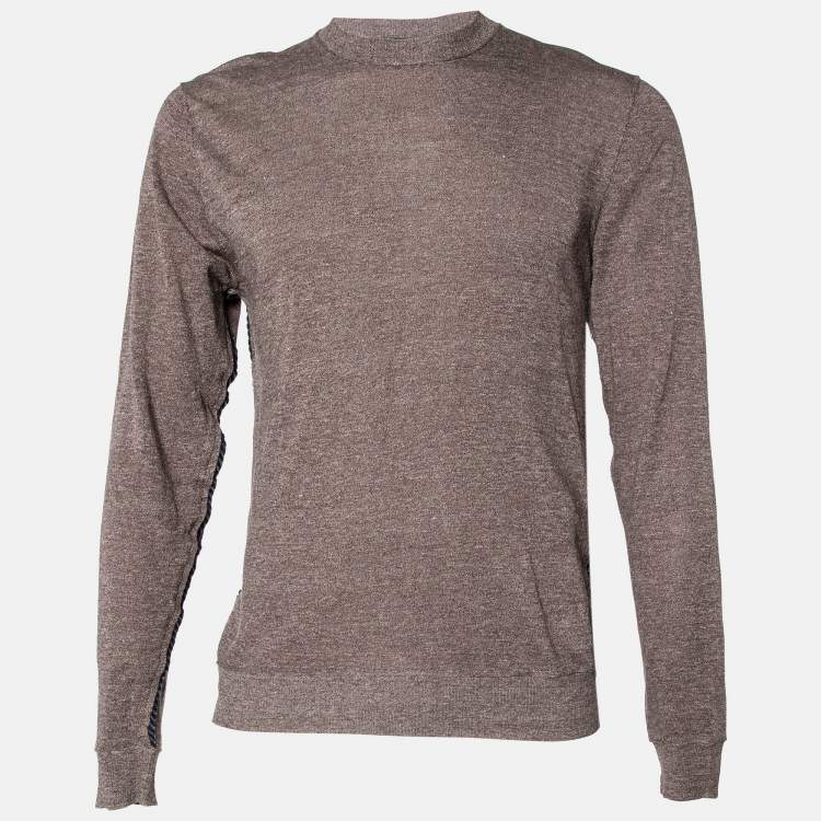 Pre Owned D&G Brown Mélange Linen Knit Round Neck Sweater S