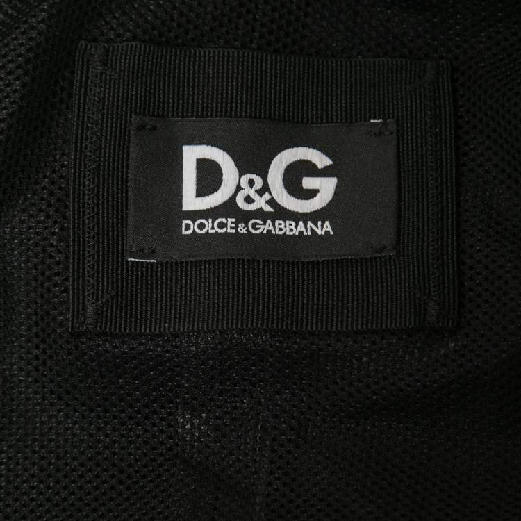 Pre Owned D&G Monochrome Leather Raglan Sleeve Zip Front Jacket S