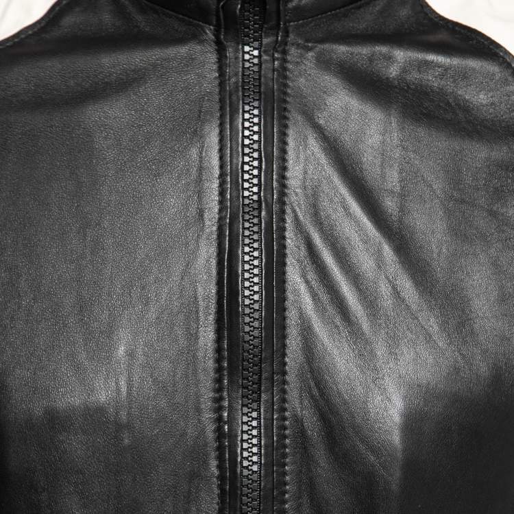 Pre Owned D&G Monochrome Leather Raglan Sleeve Zip Front Jacket S