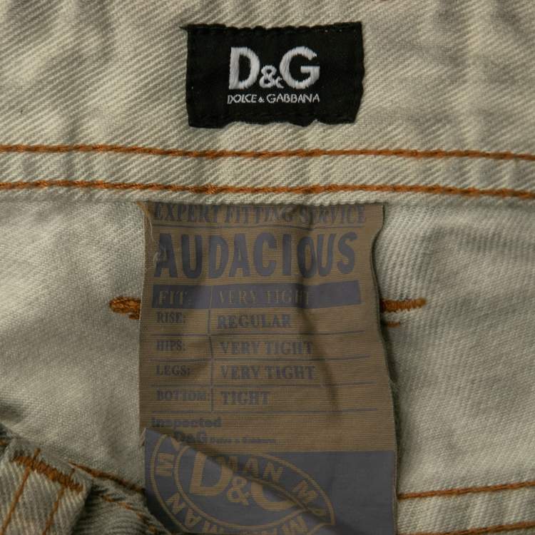 Pre Owned D&G Two Tone Denim Distressed Audacious Jeans S