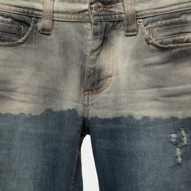Pre Owned D&G Two Tone Denim Distressed Audacious Jeans S