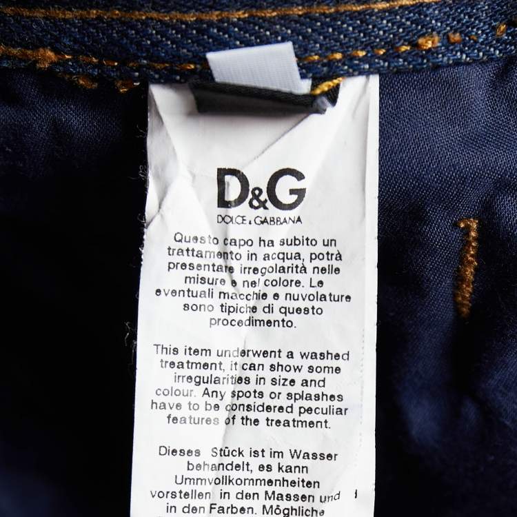 Pre Owned D&G Blue Distressed Denim Straight Leg Jeans L