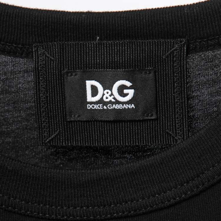 Pre Owned D&G Black Cry Baby Johnny Depp Print Cotton Crew Neck T Shirt M