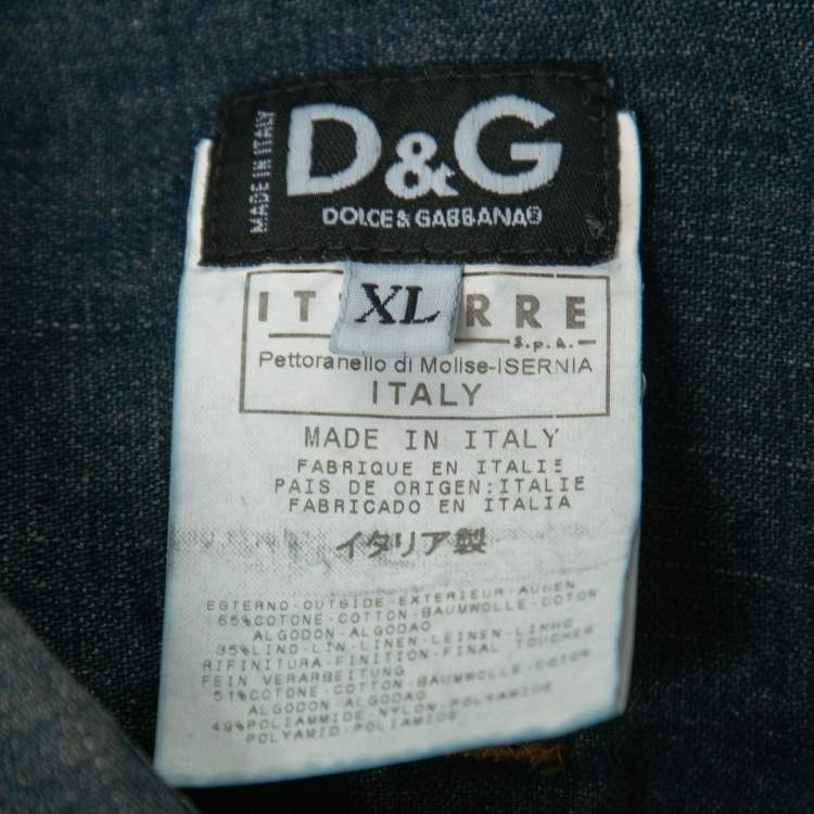 Pre Owned D&G Blue Denim Short Sleeve Shirt XL