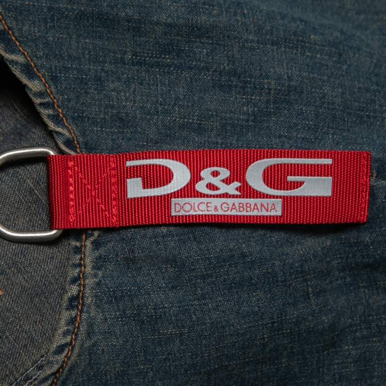 Pre Owned D&G Blue Denim Short Sleeve Shirt XL