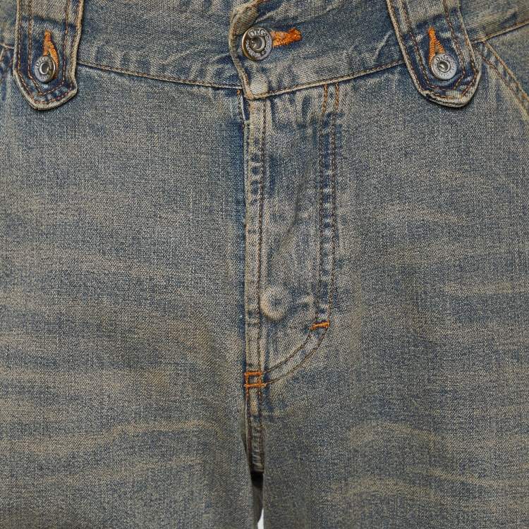 Pre Owned D&G Grey Denim Distressed Straight Leg Jeans L
