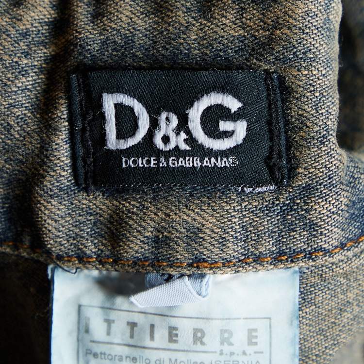 Pre Owned D&G Grey Denim Distressed Straight Leg Jeans L
