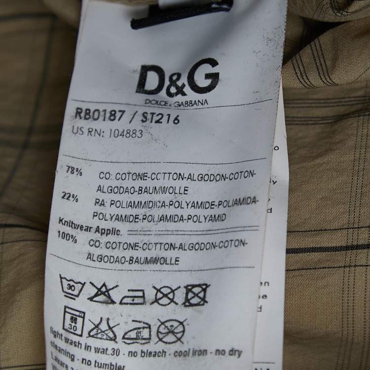 Pre Owned D&G Beige Checker Printed Cotton Blend Hooded Jacket XL