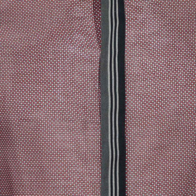 Pre Owned D&G Red Printed Cotton Contrast Detail Slim Fit Shirt M